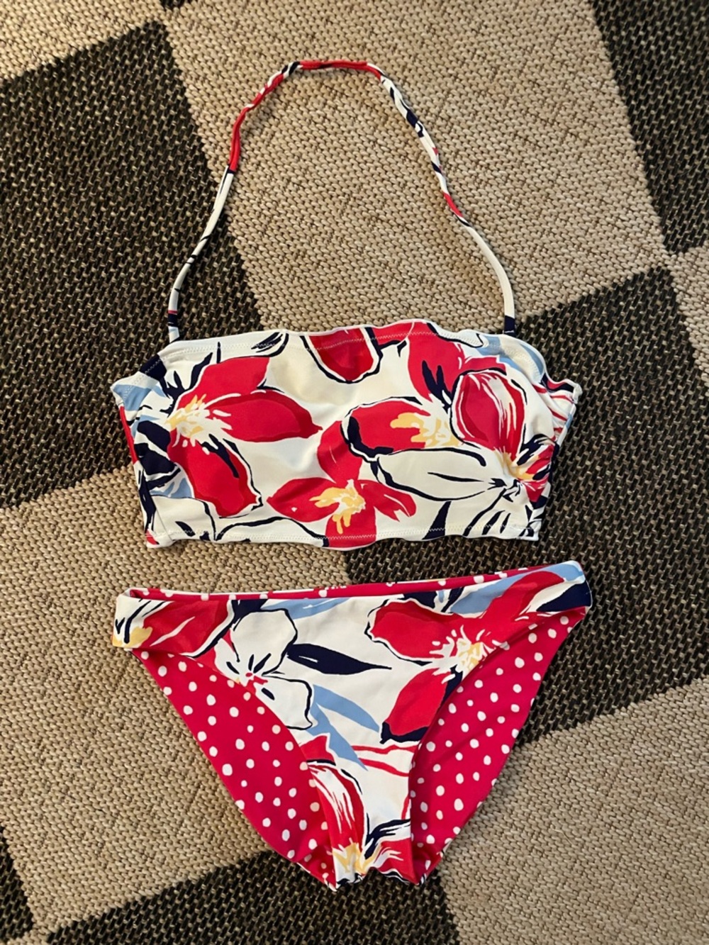 SO. Bikini Swimsuit Set, Halter Top & Reversible Bottom in Tropical Floral Print - Picture 2 of 6